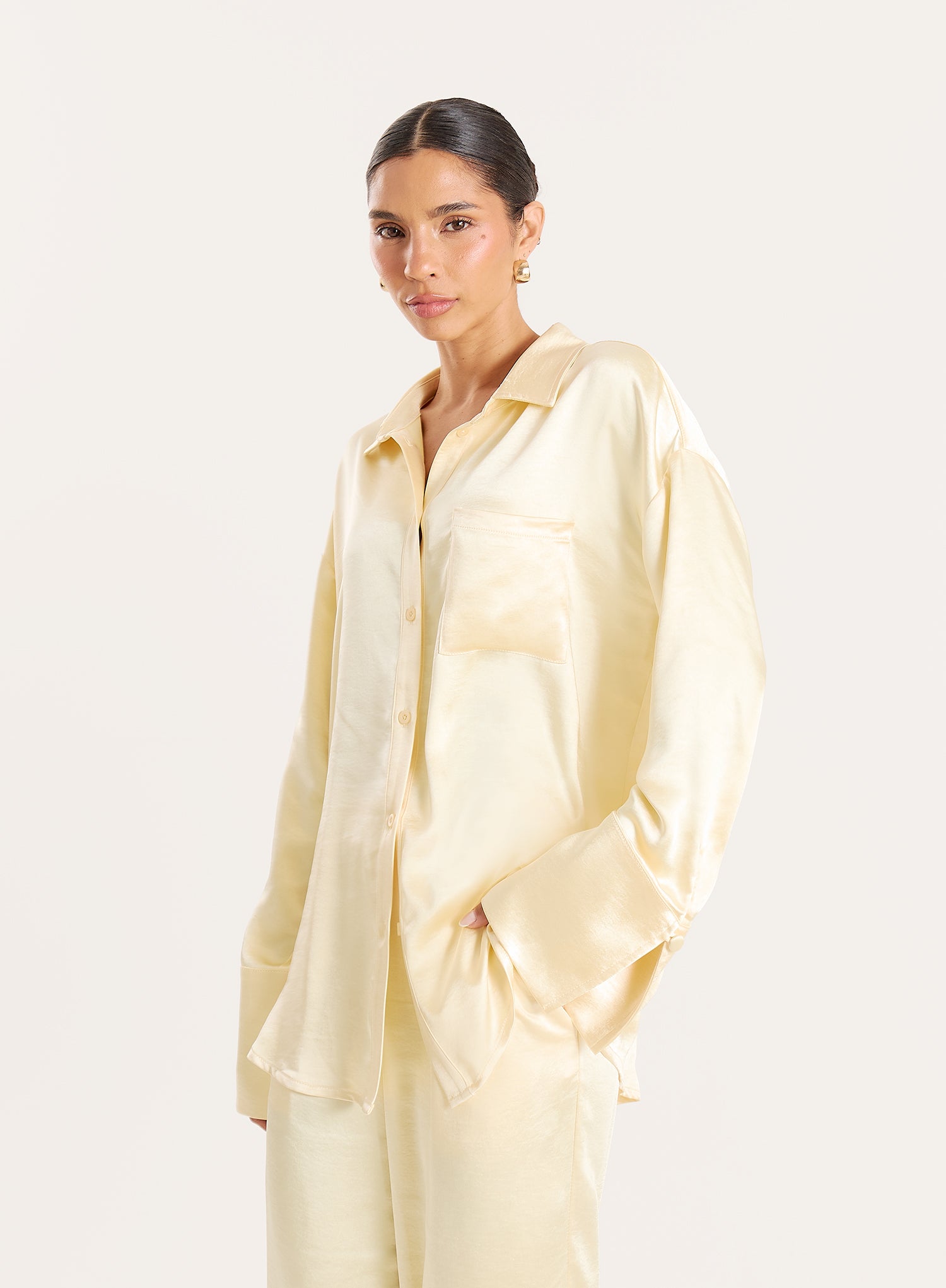 Lemon Oversized Satin Shirt